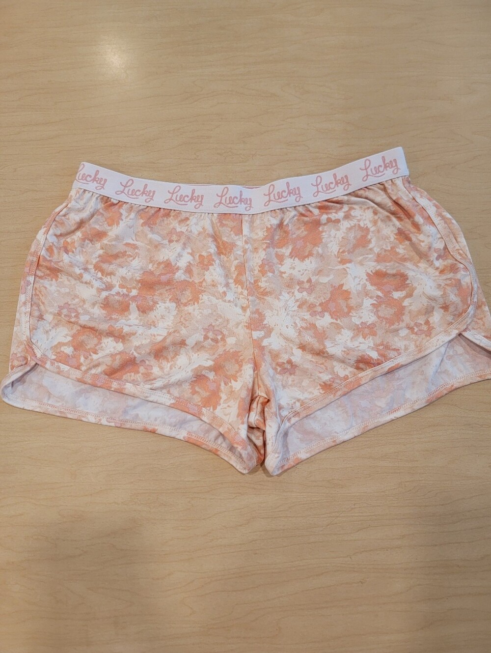 Lucky Brand Peach & White Abstract Floral Lounge Shorts medium
